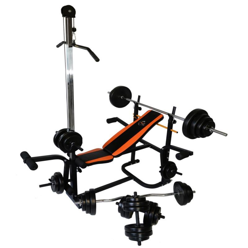 Спортивна лава з вертикальною тягою WCG важелі батерфляй/парта Скотта/штанга/гантелі 130 кг (020)