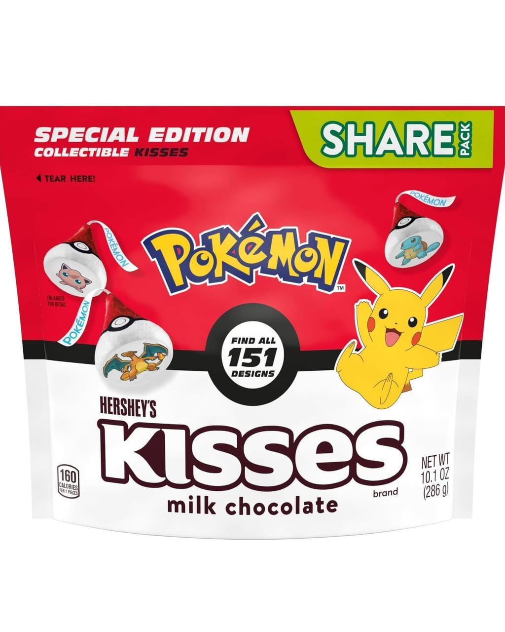 Конфеты шоколадные Hershey's Kisses Milk Chocolate Pokemon 151 Candy 286 г (2849262696)