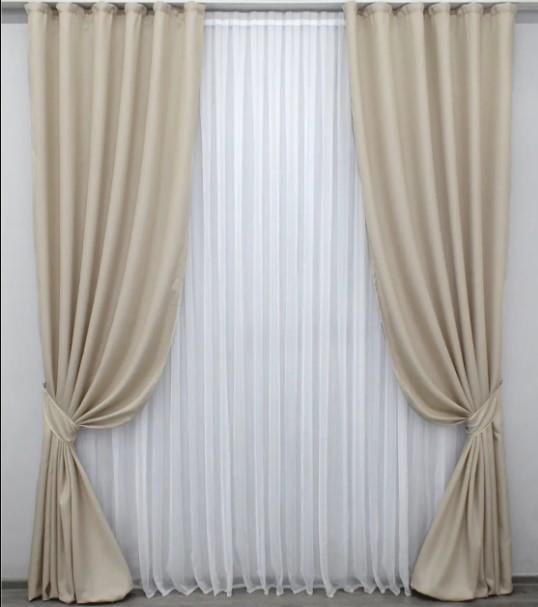 Штори для вітальні/спальні Felicita 3x1,5 м 2 шт. Бежевий (1258ш)