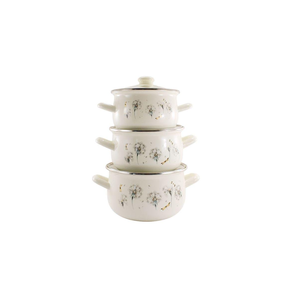 Набір каструль скляна кришка Interos Кульбаба 3 пр. (4435 )