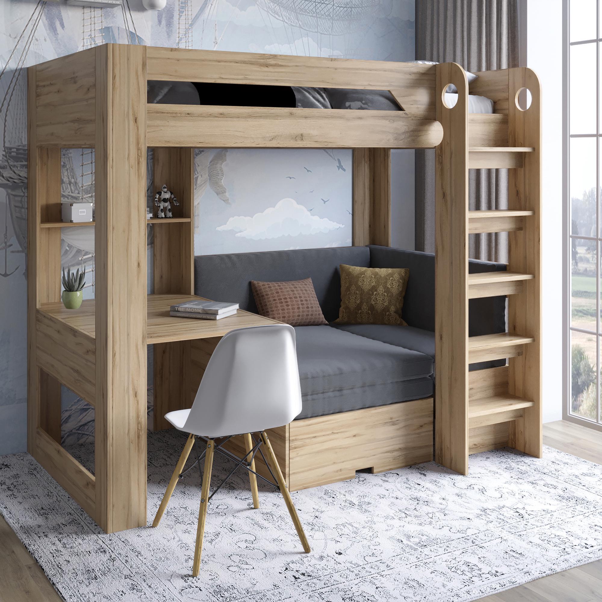 Кровать детская двухъярусная со встроенным столом Флай 1964x1114x1780 мм Дуб Аппалачи/Донна Лайт 18 (LION-041637) Кровать детская двухъярусная со встроенным столом Флай 1964x1114x1780 мм Дуб Аппалачи/Донна Лайт 18 (LION-041637)