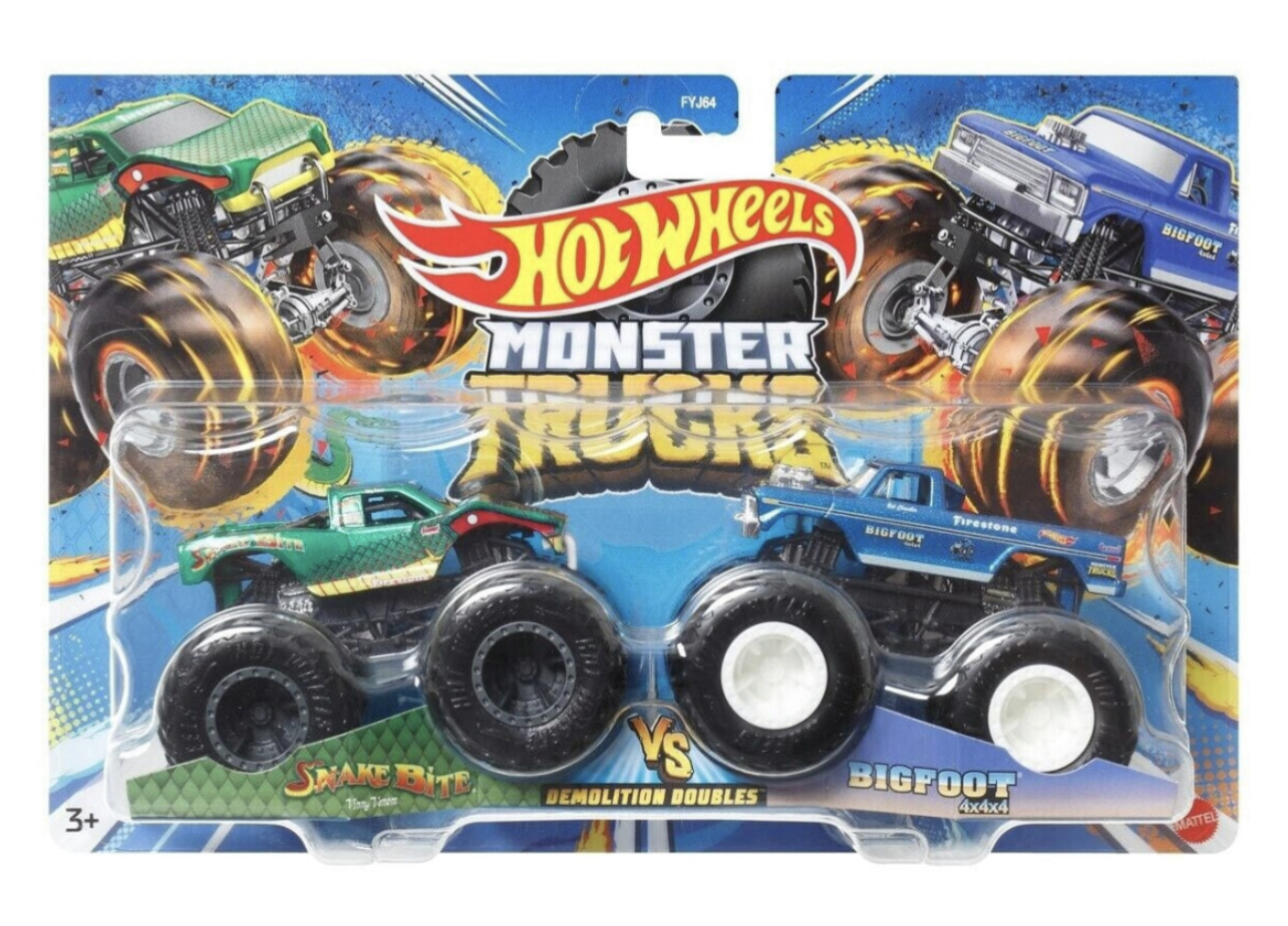 Набор машинок Hot Wheels Monster Trucks Bigfoot vs Snake Bite Demolition Doubles (50NMMTR)