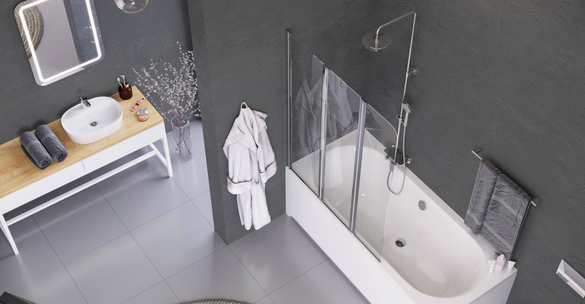 Шторка для ванни Excellent Fliper трьохсекційна права 120x140 см - фото 3 Шторка для ванни Excellent Fliper трьохсекційна права 120x140 см - фото 3