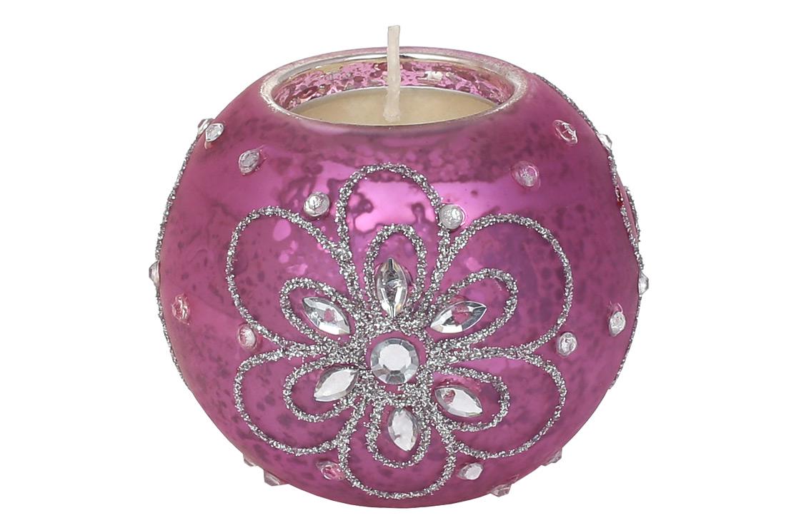 Подсвечник стеклянный со свечой BonaDi (118-W56)