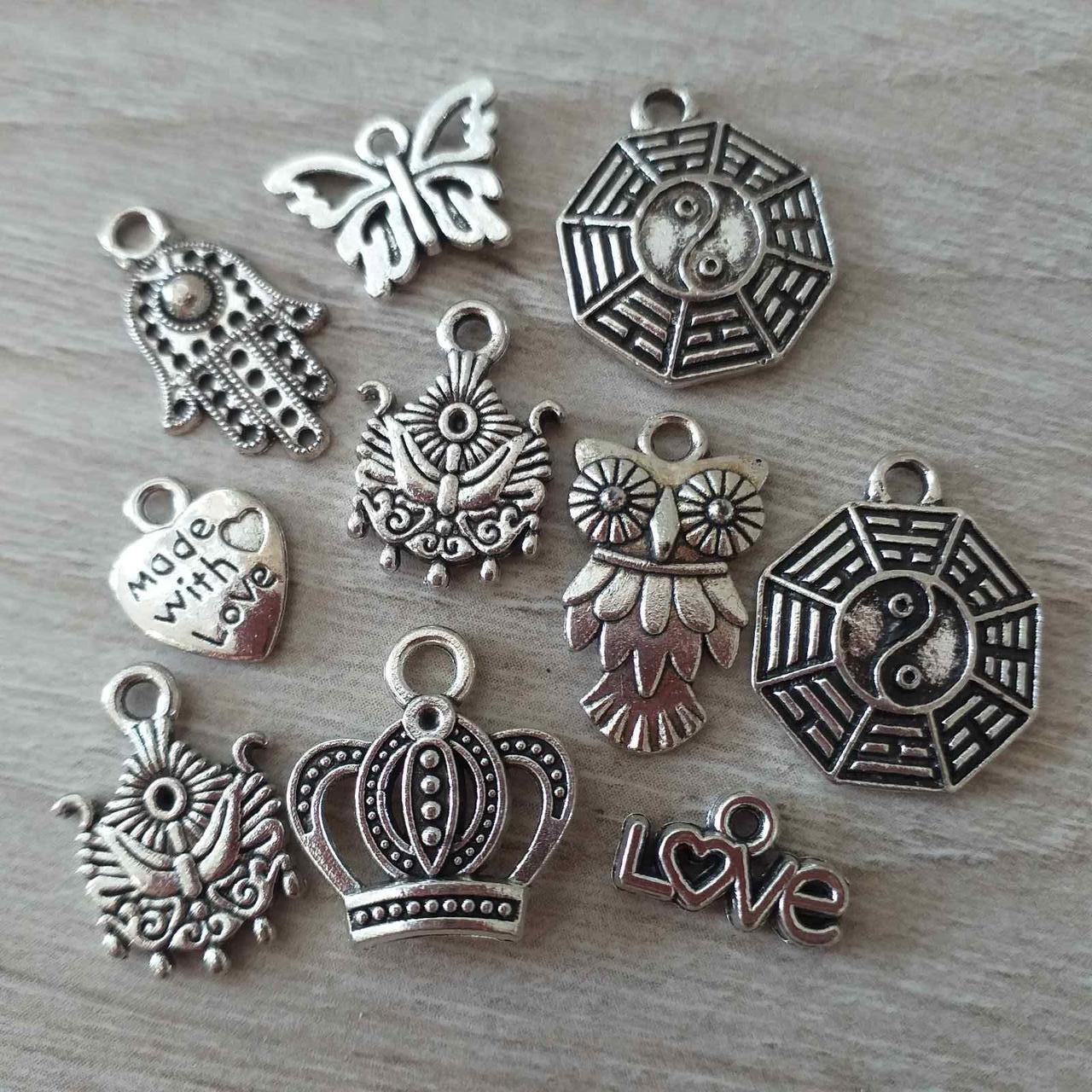 Набор шармов Подвесок мини кулон 10 шт./1 уп. Серебристый KG-10915