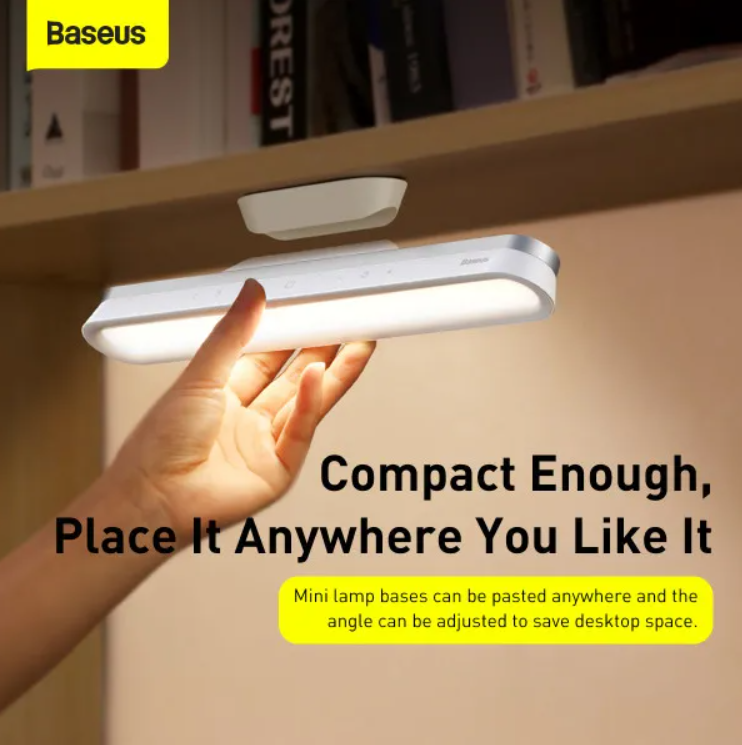 Настільна лампа BASEUS Magnetic Stepless Dimming PRO Charging Desk Lamp з вбудованим акумулятором 1800 mAh 5W Білий (DGXC-02) - фото 3