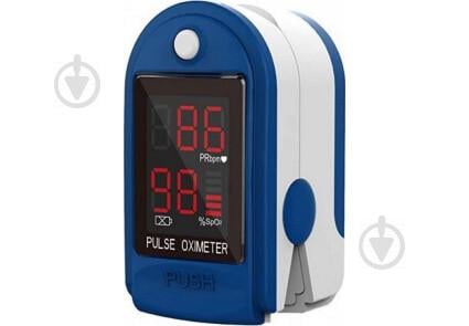 Пульсоксиметр Heal Force Fingertip Pulse Oximeter Синій + багаторазова маска чорна в подарунок (0227) - фото 1