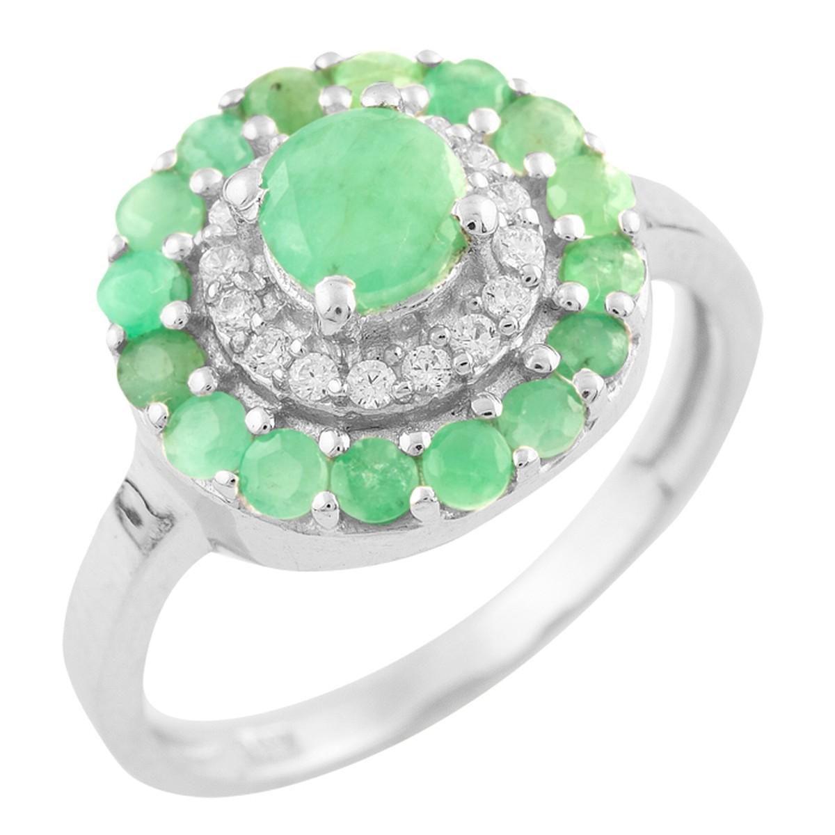 Кольцо серебряное с натуральным изумрудом 1,207 ct 3,11 г р. 17 (1516607)