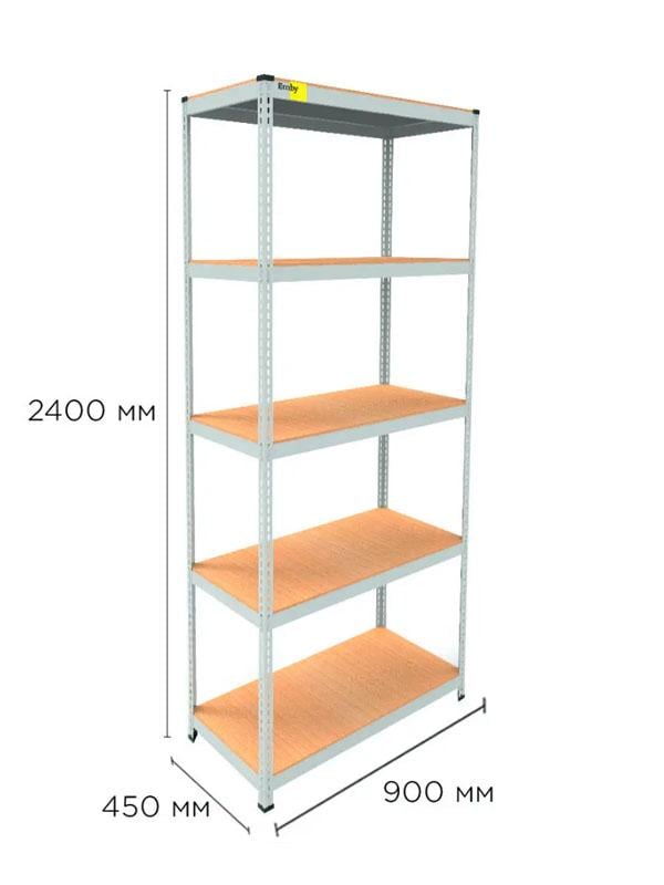 Стеллаж металлический MRL-2400 полочный 900x450 мм с 5 полками с нагрузкой 500 кг Белый - фото 2