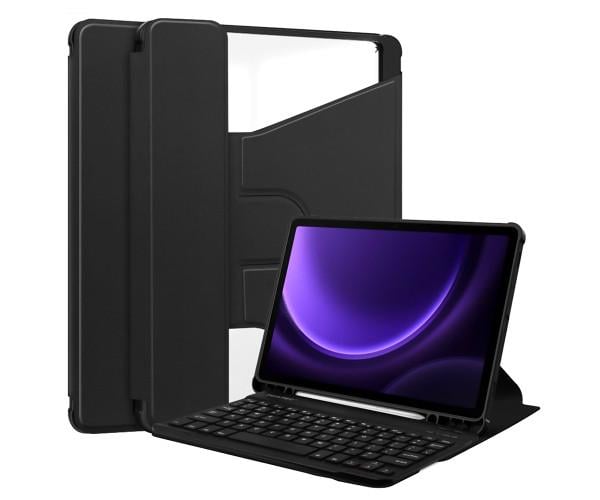 Чехол с Bluetooth-клавиатурой Glass Magnet Flip Cover 360 для Samsung Galaxy Tab S9 Plus/S9 FE Plus Черный