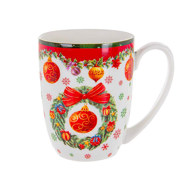 Чашка фарфоровая Lefard Merry christmas Шар 370 мл Красный (985-001)