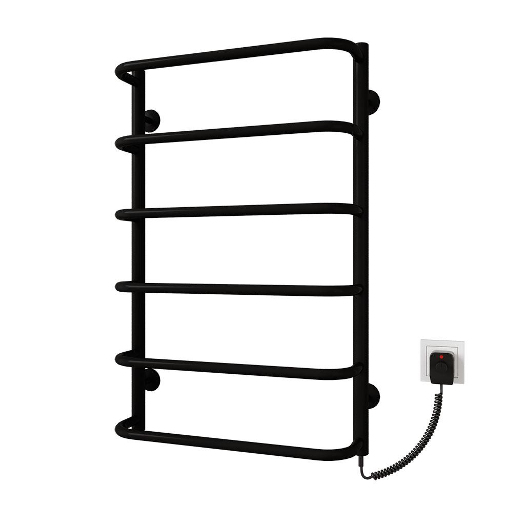 Полотенцесушитель электрический Deffi Стандарт П6 EF16 правое подключение нержавеющая сталь 500х800 мм Черный (C.SS.80.50.6.E.B.R.5)