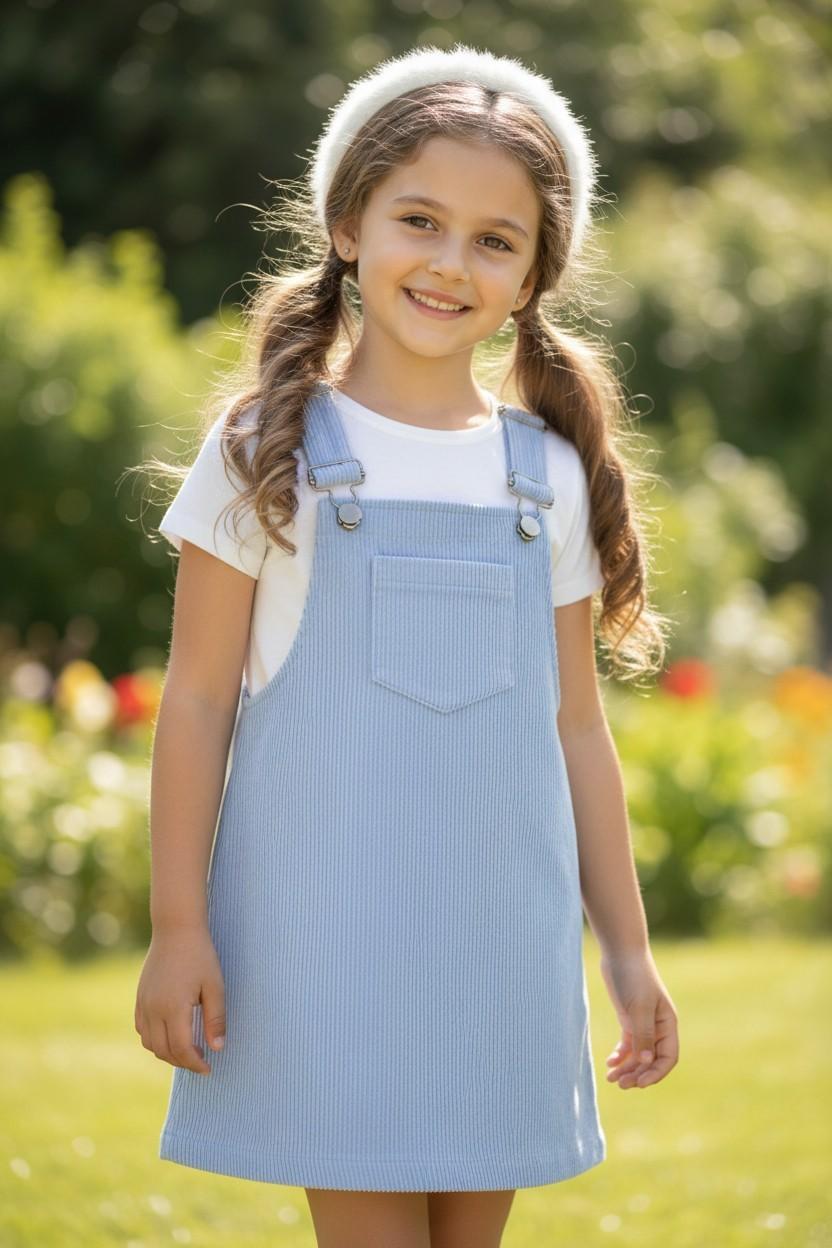 Сарафан подростковый вельветовый для девочки ТМ Ластівка 25_3028 152-158 см Голубой