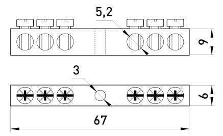 Шина нульова E.NEXT e.bsc.stand.20.6 6 отворів кріплення по центру мідь 6х9 мм (s055002) - фото 3
