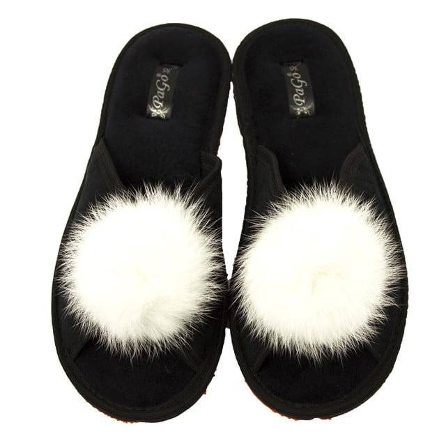 Капці домашні PaGo Пушок білий 36 Чорний