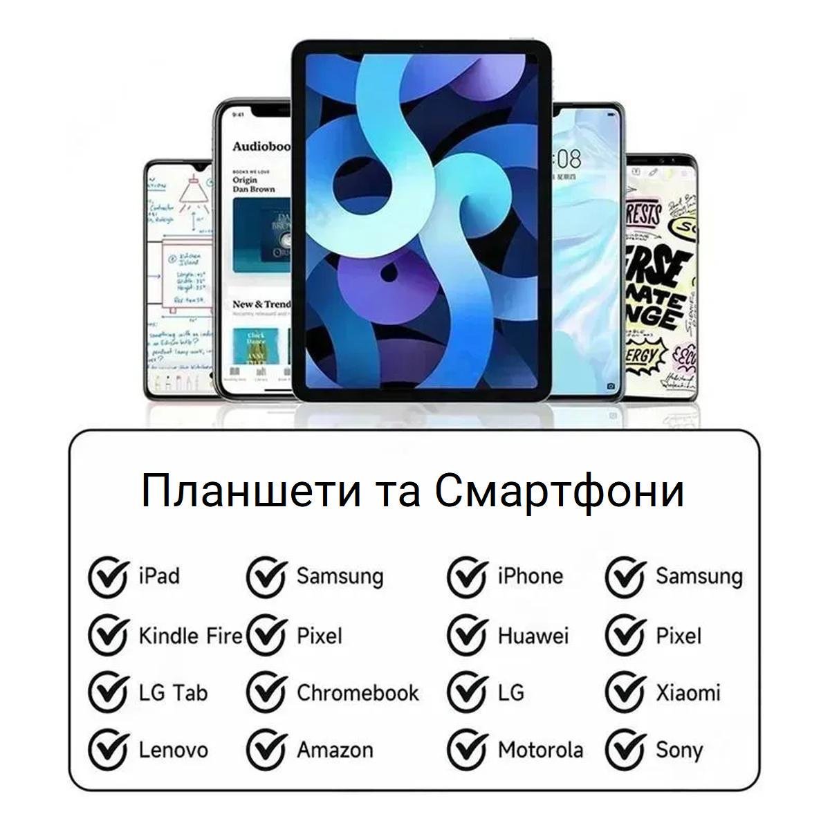 Стилус для планшета телефона iOS/Android iPhone/Xiaomi/Samsung/Huawei iPad/Honor Pad/2 наконечники/перчатка Gradient Purple (181019+2) - фото 3