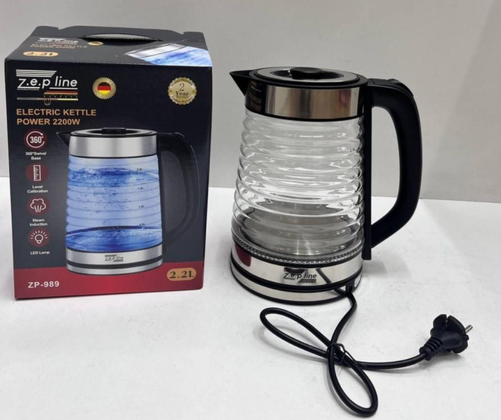Электрочайник стеклянный Zepline ZP-989 2,2 л 2200 Вт (23704452) - фото 4