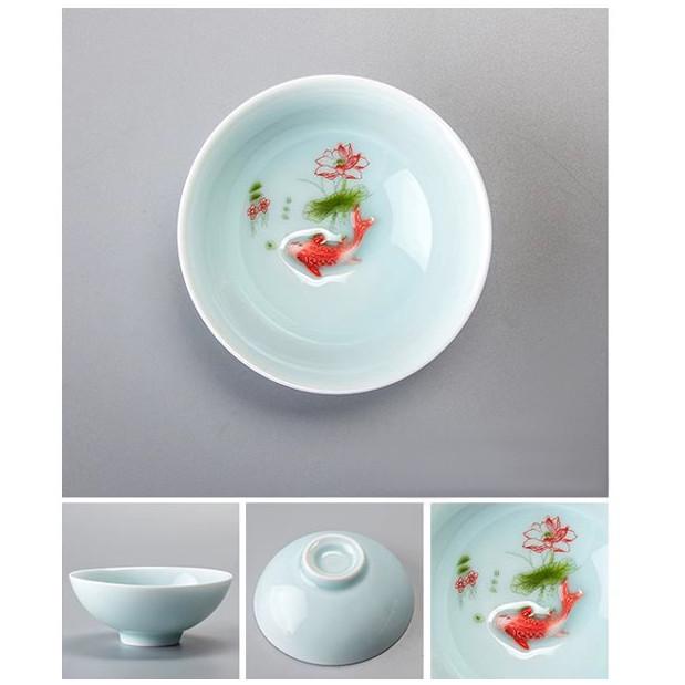 Пиала керамическая с рыбкой 75 мл Голубой - фото 2