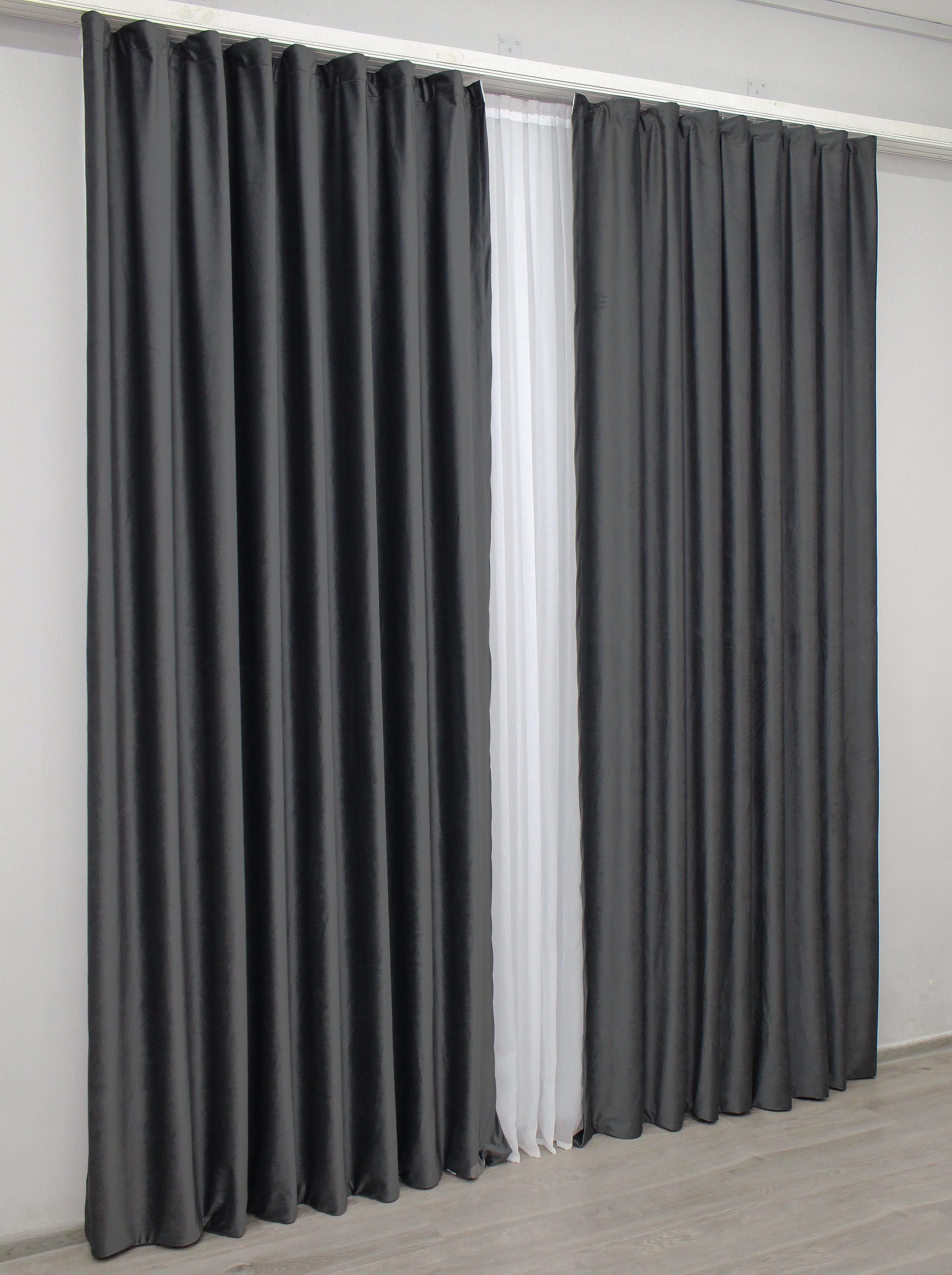 Комплект штор VR-Textil № 1219ш бархат 200х270 см 2 шт. Темно-серый (32-018) - фото 5 Комплект штор VR-Textil № 1219ш бархат 200х270 см 2 шт. Темно-серый (32-018) - фото 5