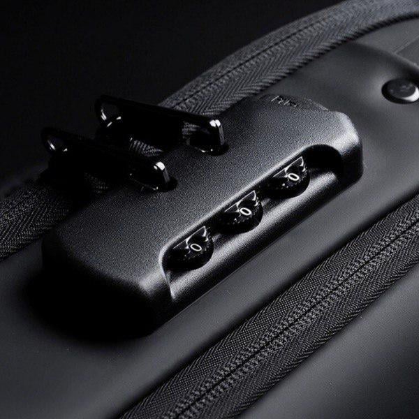 Мужская сумка-слинг с USB-разъемом и кодовым замком нейлон 34х18х10 см Камуфляж - фото 7