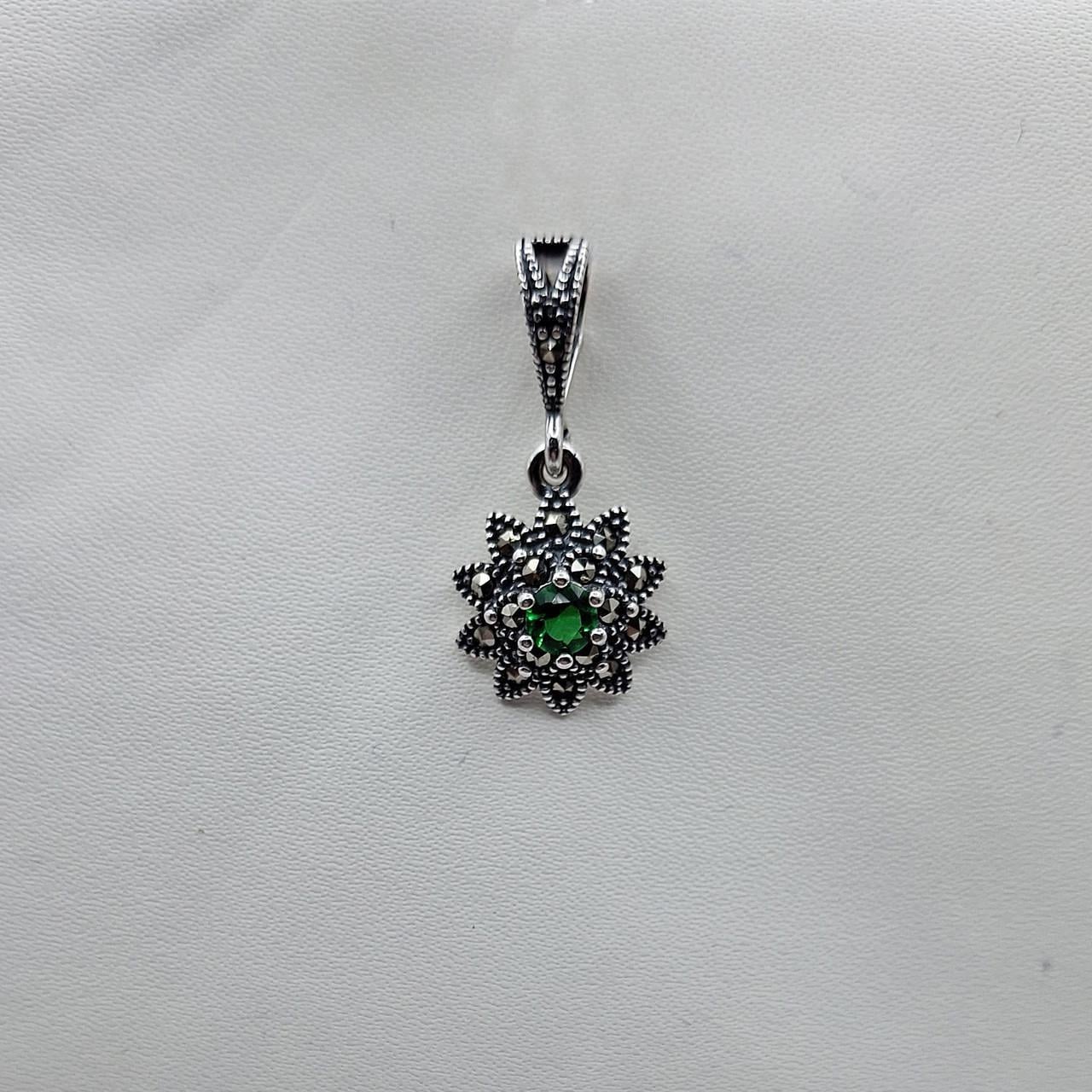 Серебряный кулон с изумрудом и марказитом 1,9 г (2658555363)