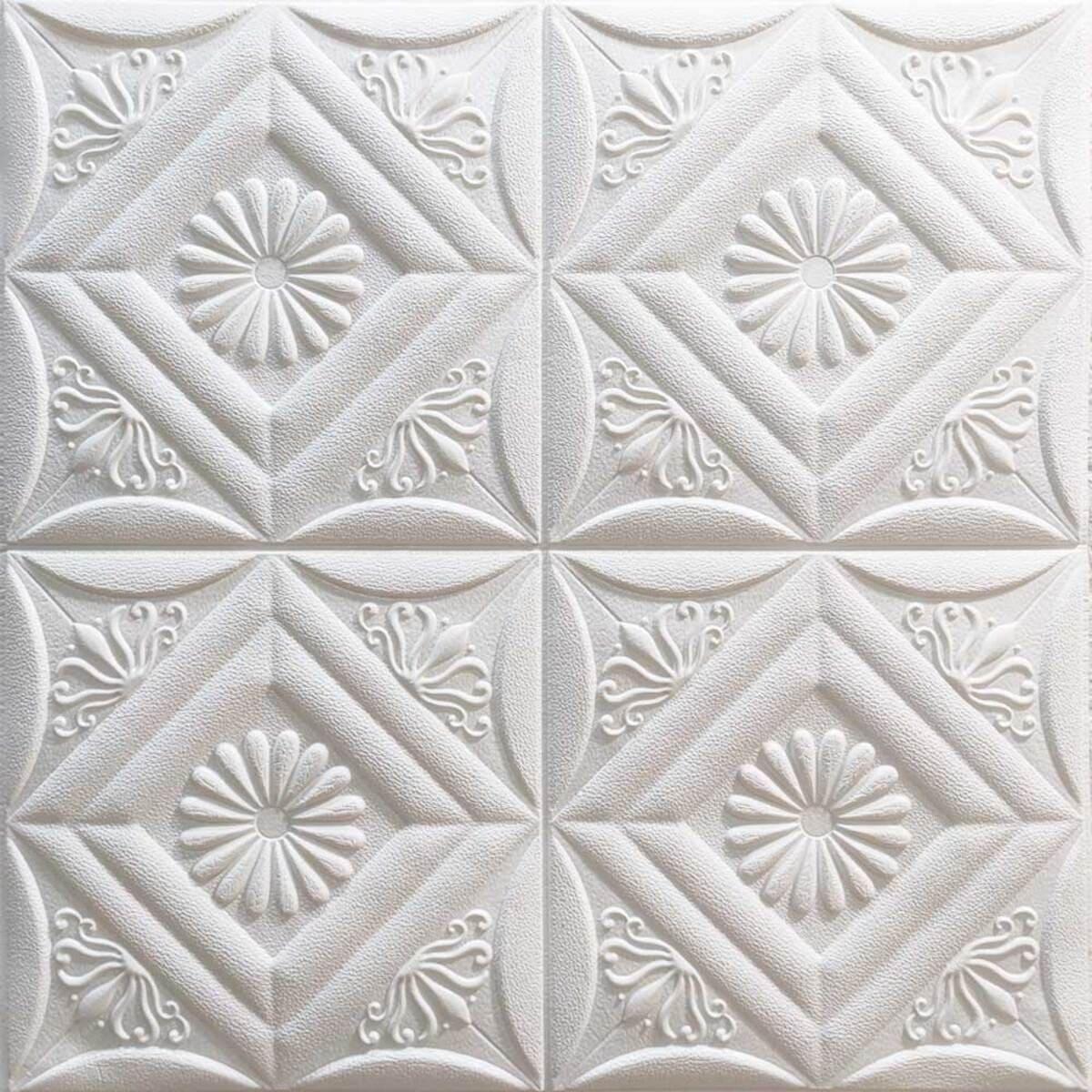 Панель 3D самоклеющаяся декоративная Sticker Wall 700x700x6 мм узор Белый (120)