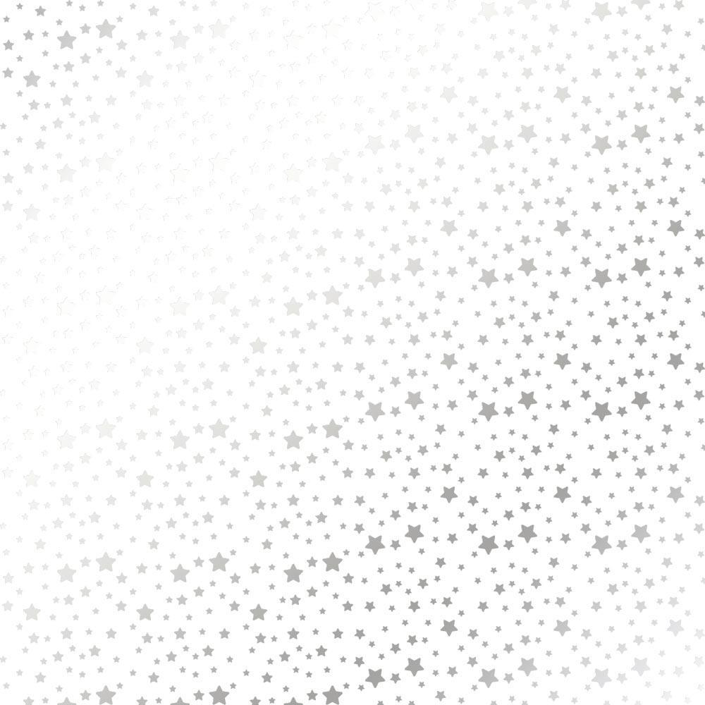 Лист бумаги односторонний Silver stars с серебряным тиснением 30,5х30,5 см White