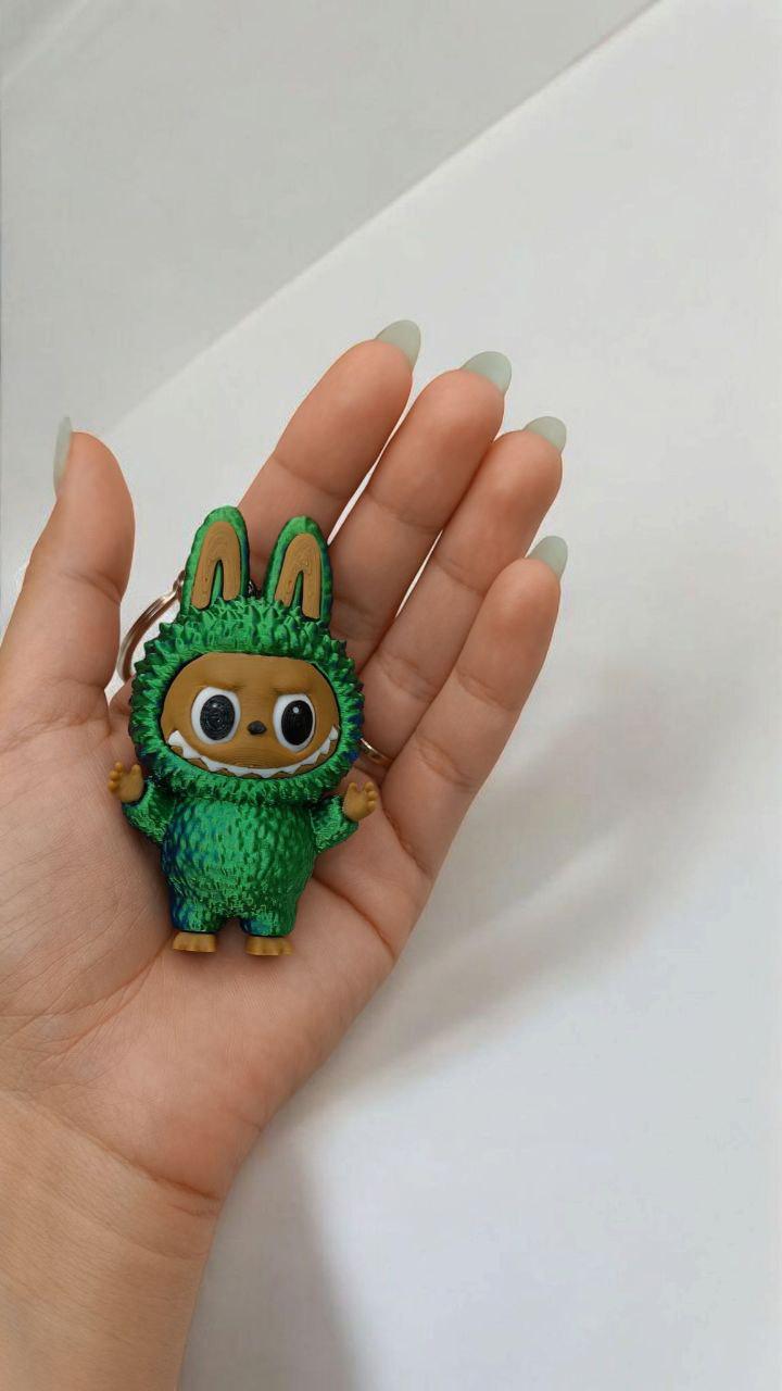 Брелок Лабубу 3Д пластиковый Зелено-синий (27472030) - фото 4