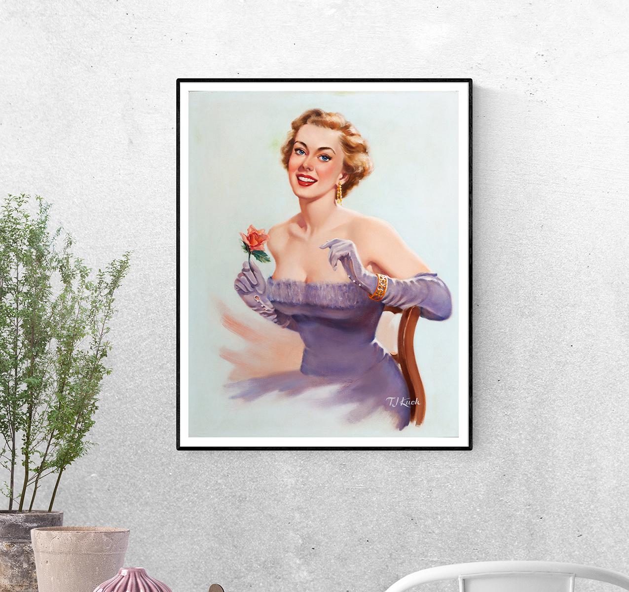 Постер Портрет девушки на стуле. T.J. Kuck формат А-5 (pin_up010254_Poster)