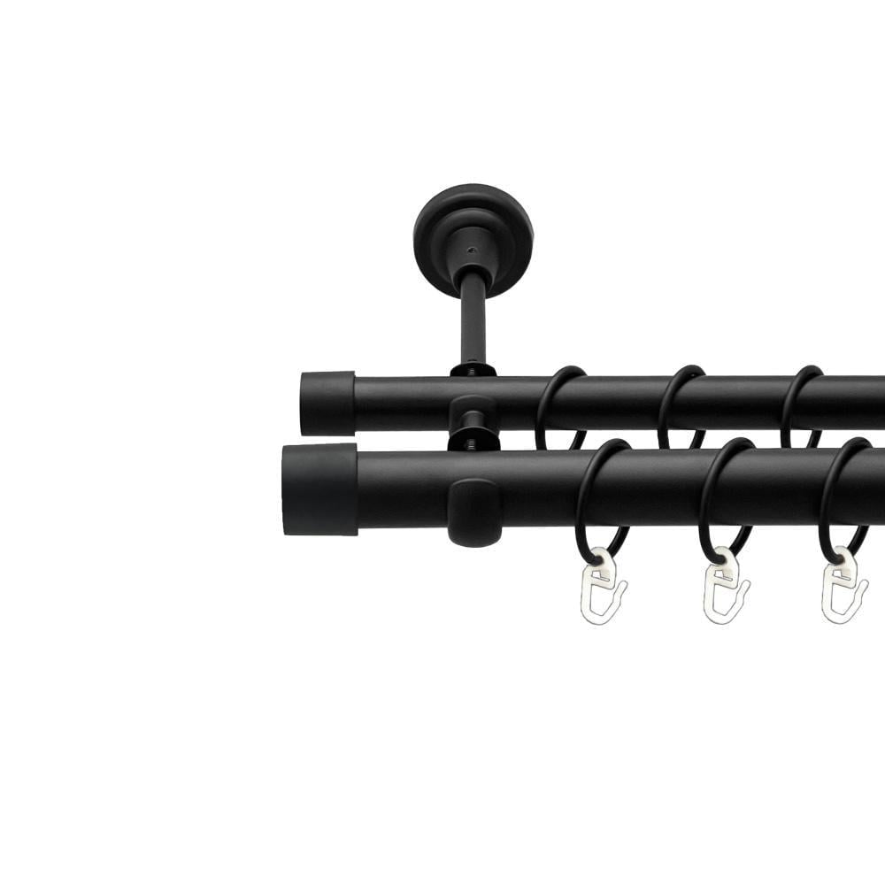 Карниз металлический Orvit Заглушка двухрядная открытая/гладкая труба/кольцо металлическое Черный Бархат 25/19 мм 200 см (00-00024557)