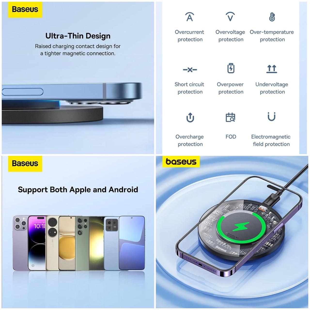 Зарядное устройство для беспроводной связи BASEUS Simple 15 W Transparent (25397342) - фото 8 Зарядное устройство для беспроводной связи BASEUS Simple 15 W Transparent (25397342) - фото 8