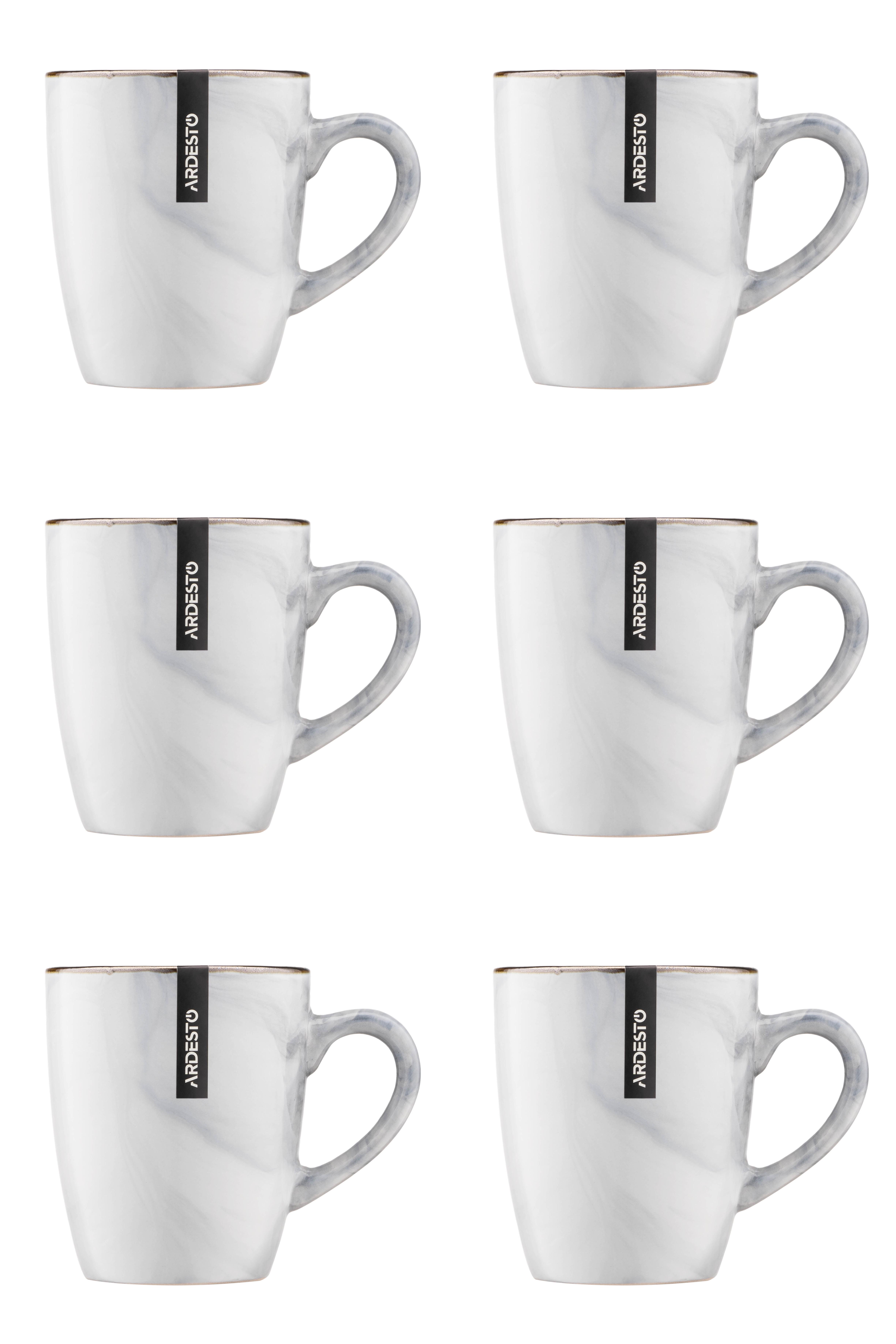 Набор чашек Ardesto Marmo 6 шт. 390 мл Белый мрамор (2939MRW6)