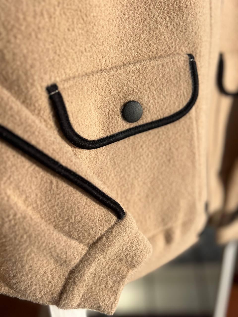 Жакет жіночий A-N 881 кардиган бомбер комір стійка на блискавці вовна альпаки OS Бежевий (1369) - фото 5