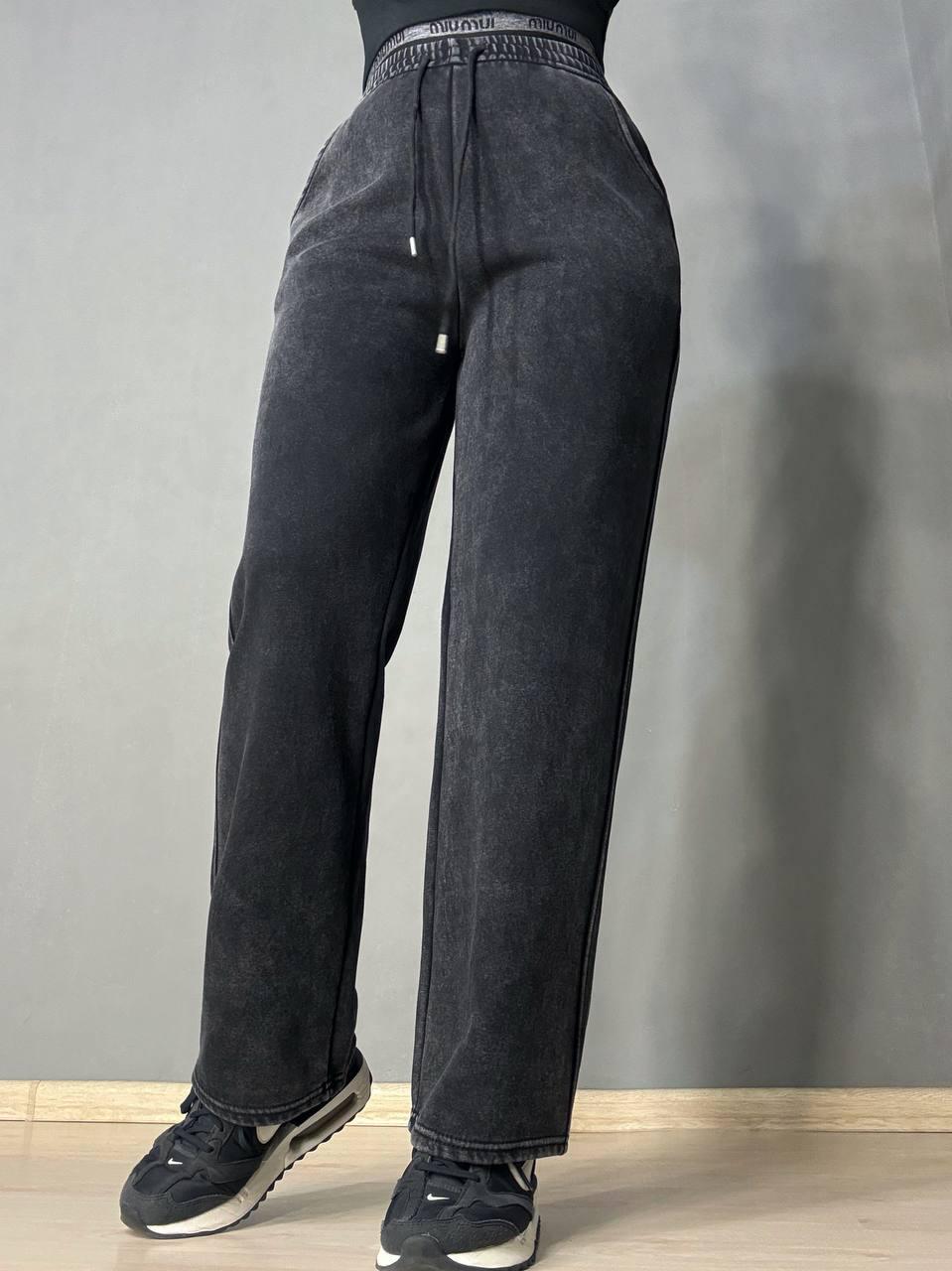 Брюки жіночі Black cyclone 601 палаццо рівні варені тай-дай XL Чорний (6239)