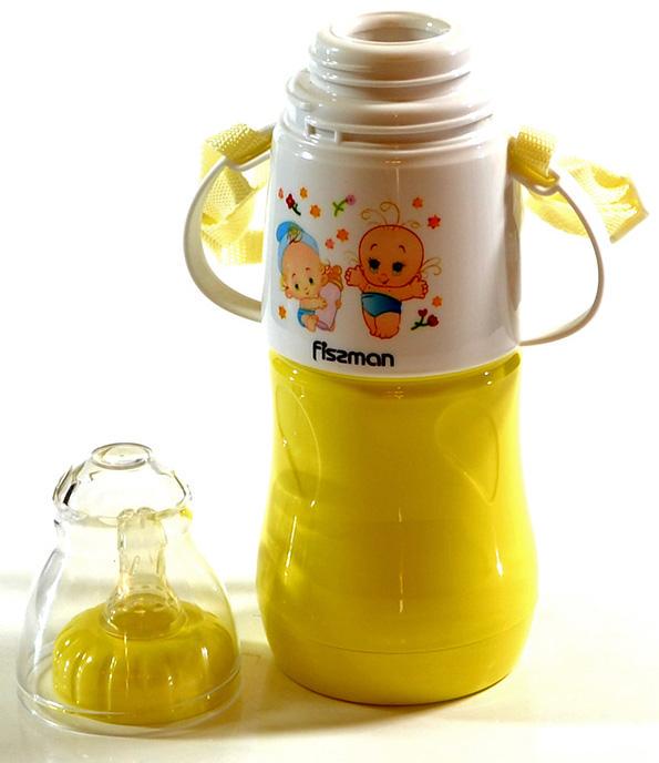 Бутылочка детская для кормления Fissman Babies малыши с ремешком 230 мл Желтый - фото 2 Бутылочка детская для кормления Fissman Babies малыши с ремешком 230 мл Желтый - фото 2