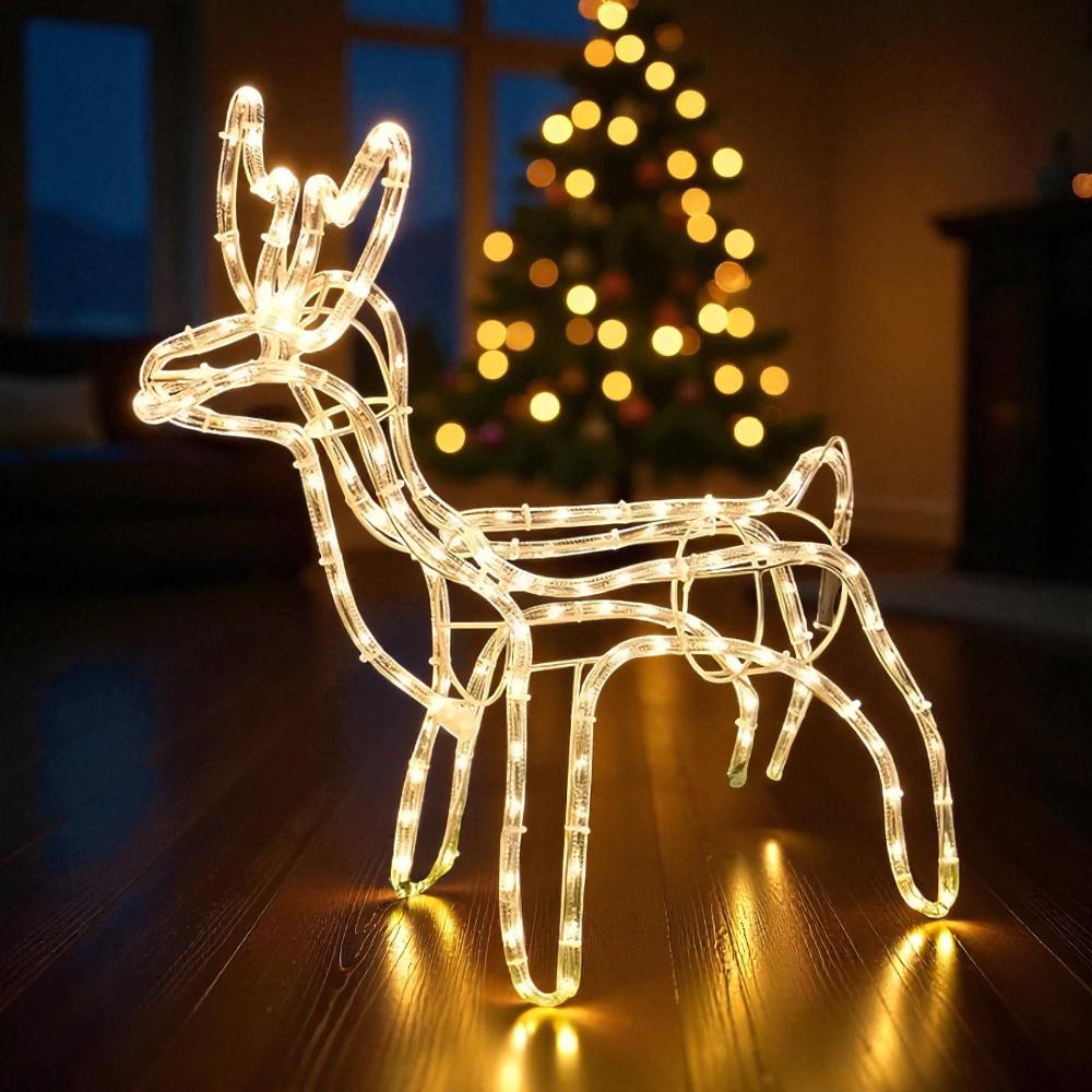 Декоративна світлодіодна фігура "Новорічний олень" висота 95 см 220 В з поворотом голови Теплий білий