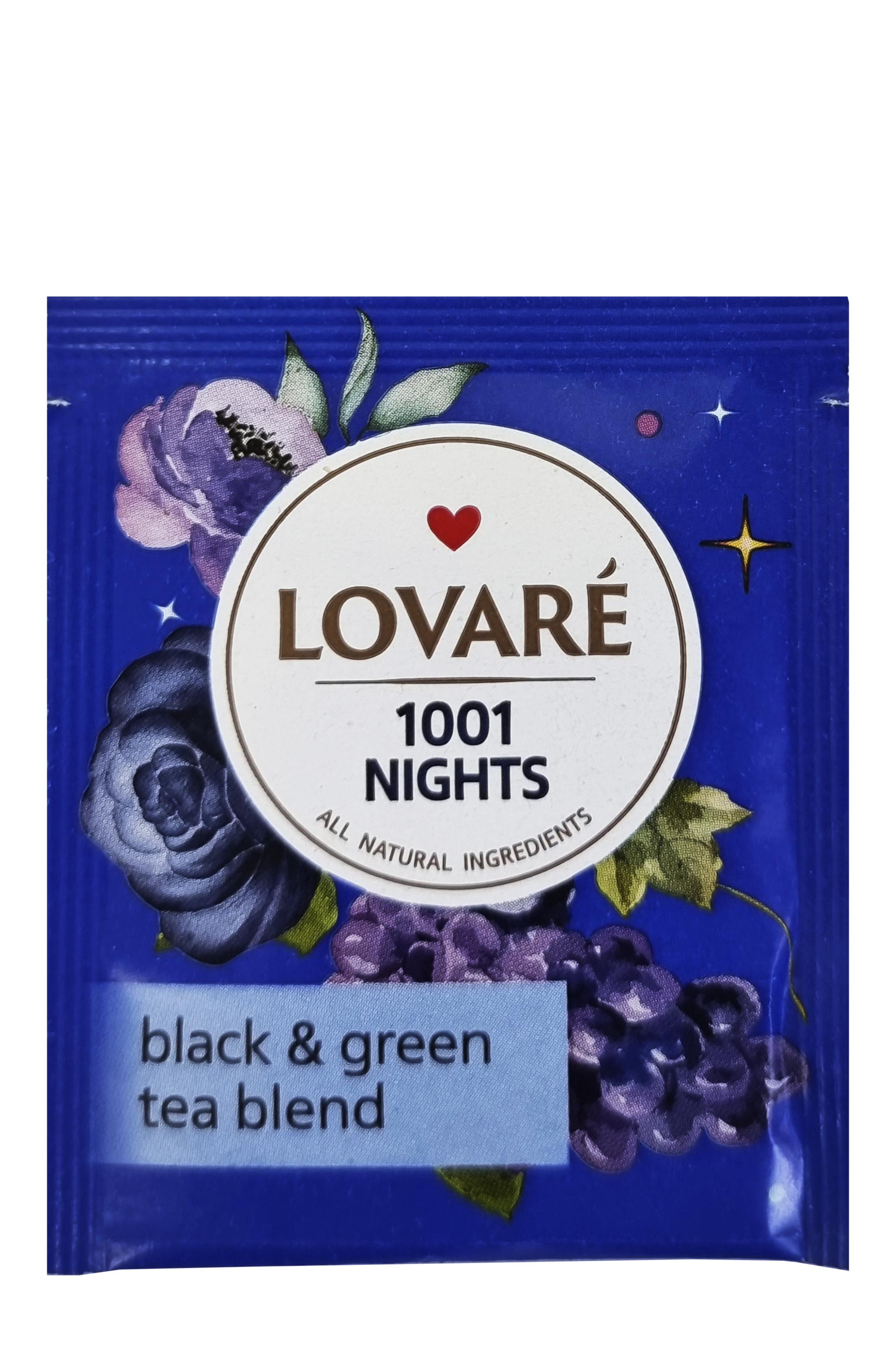 Чай чорний Lovare 1001 Ніч із зеленим з ароматом винограду в пакетиках 50 шт. 2 г у м'якій упаковці (52067)