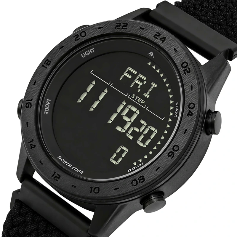 Годинник чоловічий водостійкий спортивний тактичний з компасом North Edge Tank3 Nylon Power 5BAR
