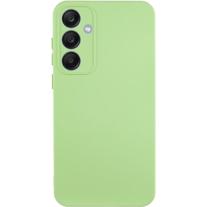 Противоударный чехол TPU GETMAN Liquid Silk Full Camera для Samsung Galaxy S24 FE Зеленый / Pistachio
