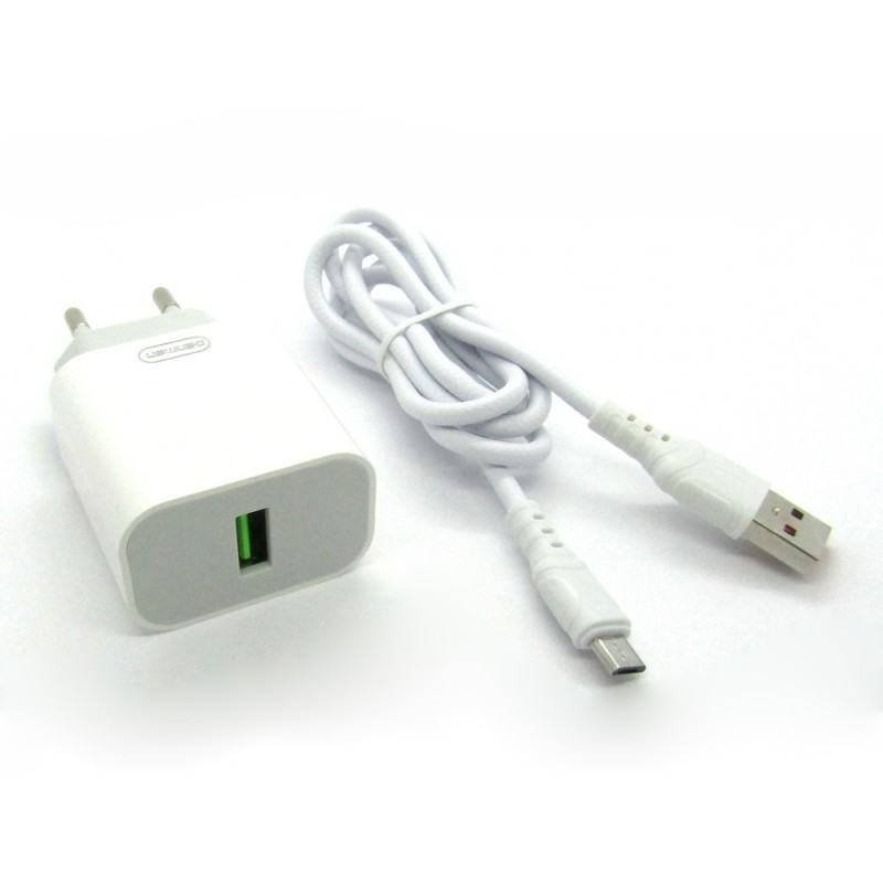 Зарядное устройство сетевое Denmen DC07V QC3.0 18W 1USB 3.6A кабель Micro USB 1м Белый (209-00110)