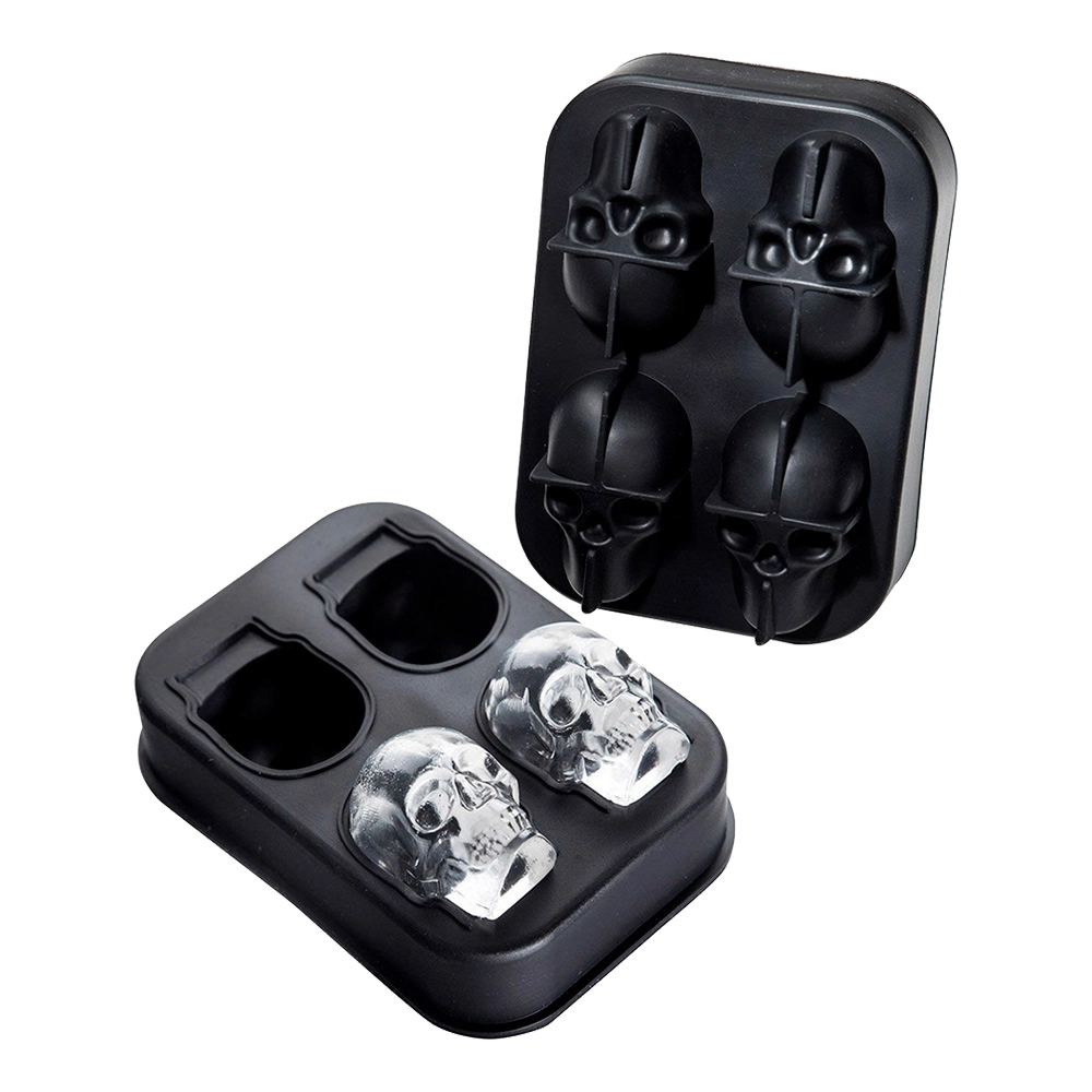 Форма силиконовая для льда Skull 4 черепа Black