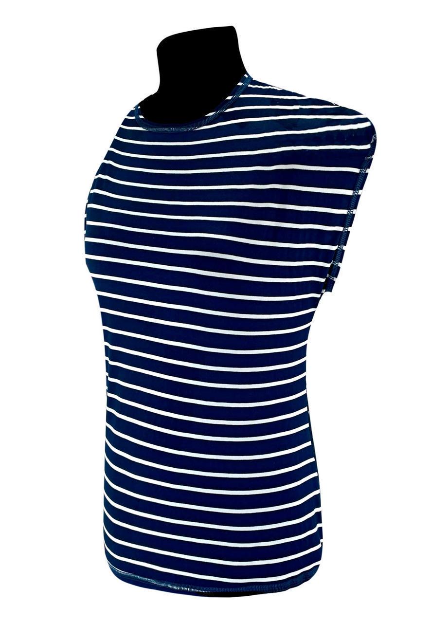 Блузка вискоза гипюр полоска р.р.56-58 Синий (1005) - фото 2