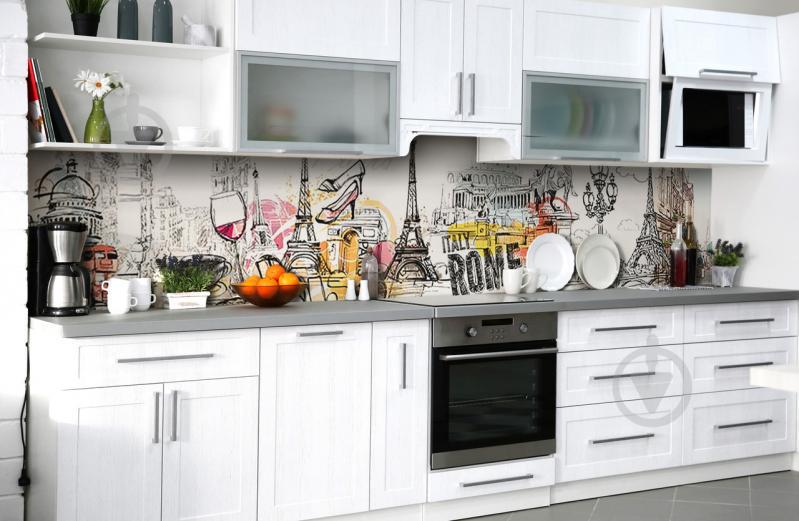 Скинали на кухню Zatarga «Європейський скетчбук» 600х3000 мм вінілова 3Д наклейка кухонний фартух