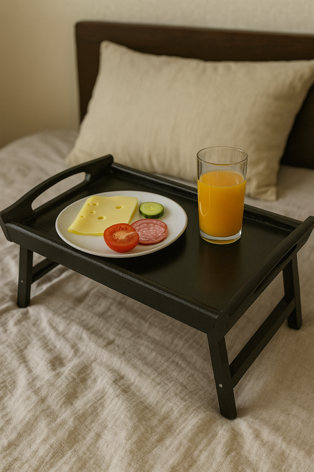 Столик-поднос складной деревянный лакированный 43x28x20 см Черный (7035) - фото 2 Столик-поднос складной деревянный лакированный 43x28x20 см Черный (7035) - фото 2