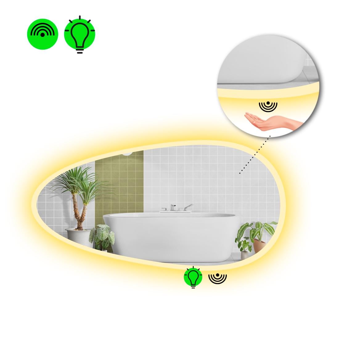 Зеркало с LED подсветкой Occhio 3 с ИК включателем 70x140 см (Occhio3-69)