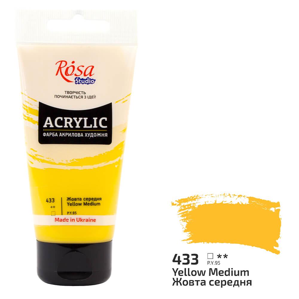 Акрилова фарба Rosa Studio 433 75 мл Жовтий середній (32241433) - фото 1 Акрилова фарба Rosa Studio 433 75 мл Жовтий середній (32241433) - фото 1