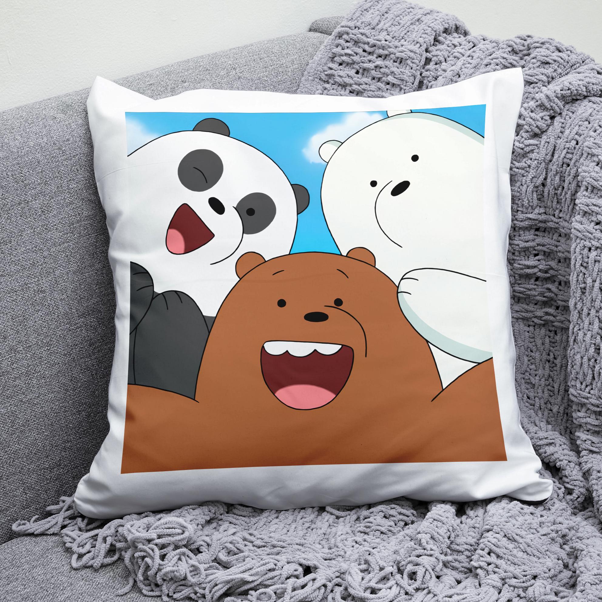 Плюшевая подушка квадрат с принтом We Bare Bears