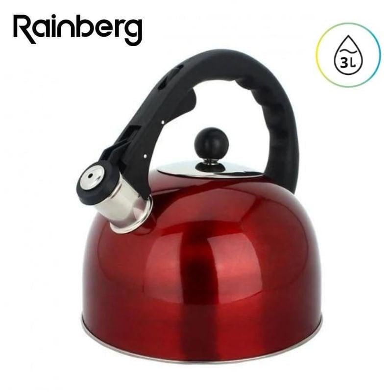 Чайник Rainberg RB-625 нержавіюча сталь зі свистком 3 л Red (26202616) - фото 3