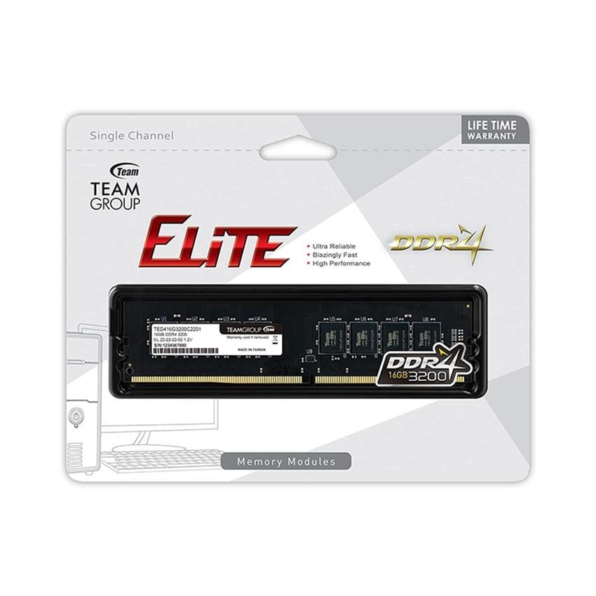 Оперативна пам'ять Team Elite DDR4 16 Гб 3200 МГц CL22 DIMM модуль для настільних ПК Чорний (633301) - фото 4