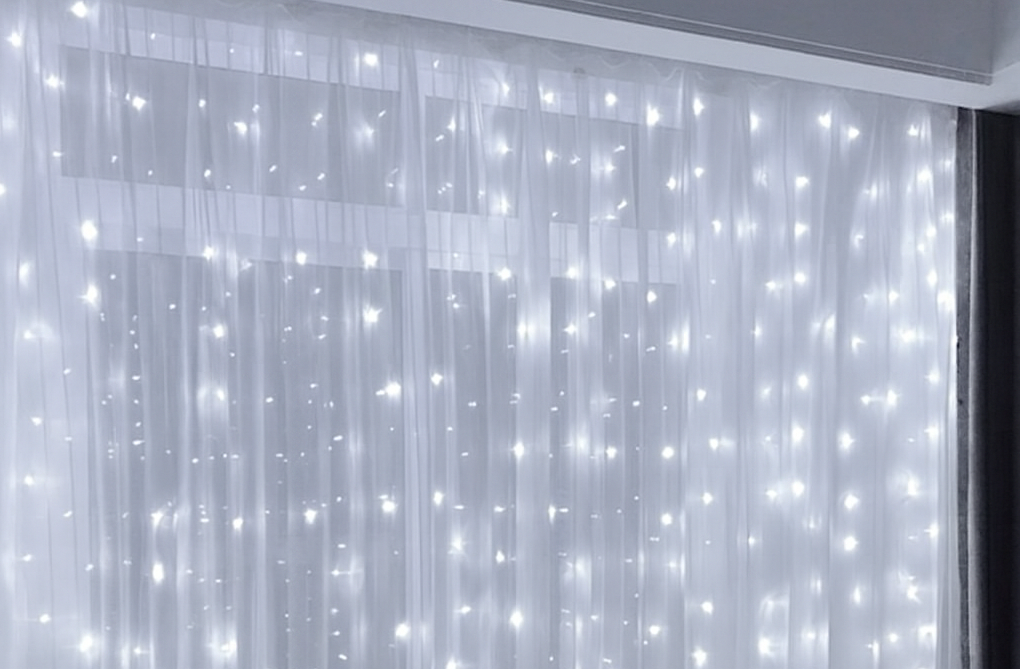 Гірлянда-штора світлодіодна 300 LED з пультом 8 режимів USB 3x32 м біле світло (1801437)